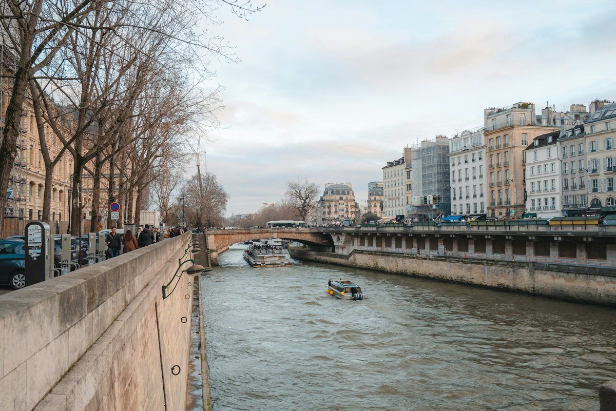 Quai haut de la Seine bordé d'arbres, avec des immeubles en arrière-plan